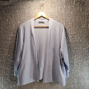 Verve Open Ribbed Cardigan Sweater Women XL Blue Rayon Polyester NWT